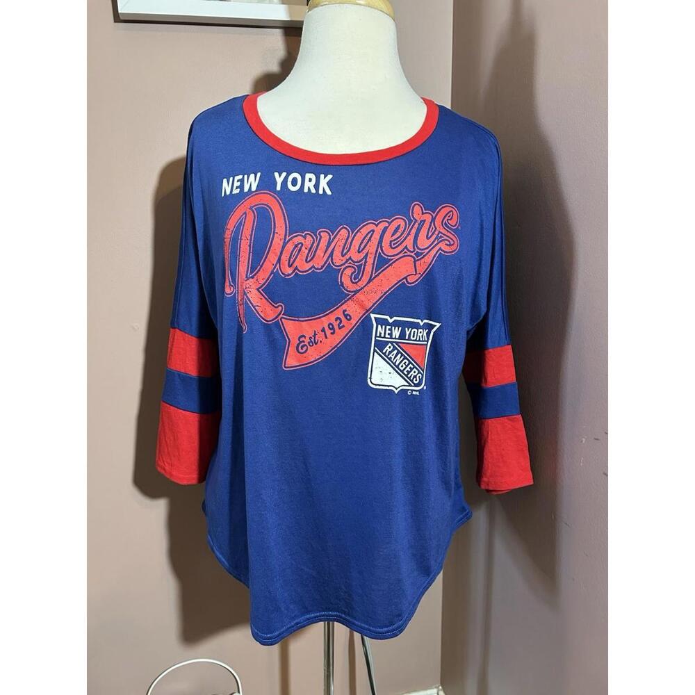 NHL 4Her New York Rangers Raglan Sleeve T Shirt Womens XL